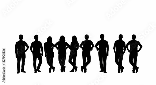 Silhouette of a Group of People Standing Together.