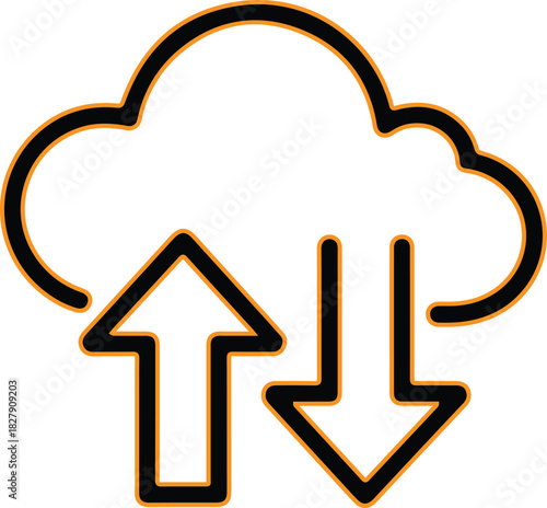 Cloud computing icon with upload and download arrows