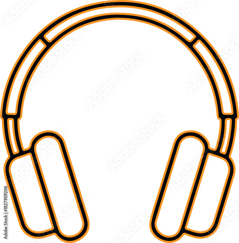 Simple outline icon of headphones on white background
