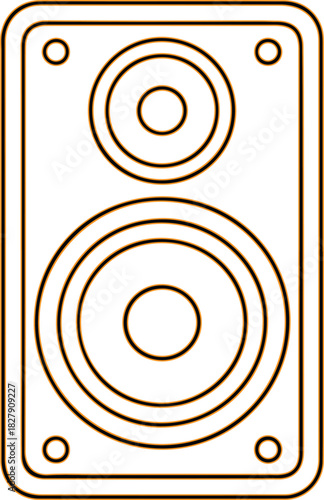 Outline of a two way audio speaker with concentric circles