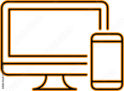 Digital devices computer monitor and smartphone outline icon