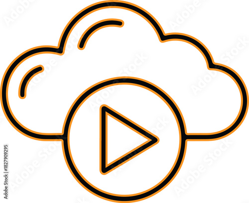 Cloud storage and video playback icon with play button