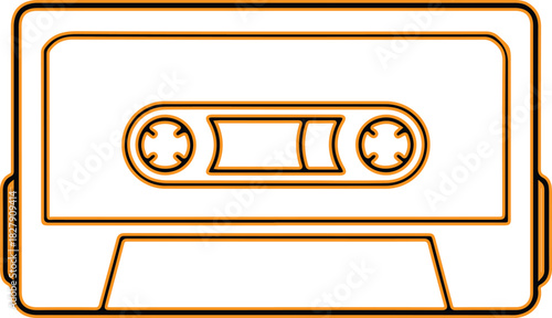 Simple line art illustration of a vintage audio cassette tape