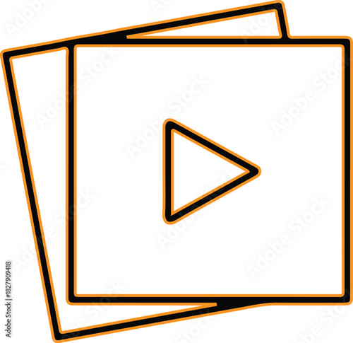 Play button icon on layered square cards