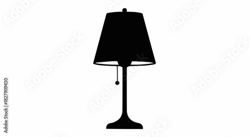 Elegant black table lamp silhouette against a clean white background for design.