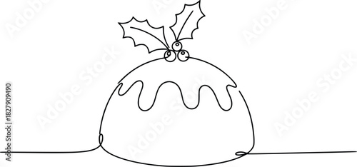 Festive christmas pudding with holly, a delightful treat for the holidays, adding a touch of sweetness and cheer to the season