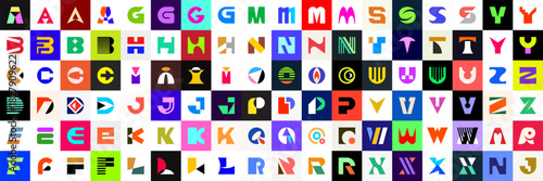 Abstract logos collection with letters. Geometrical abstract logos. Icon design