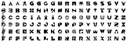 Abstract logos collection with letters. Geometrical abstract logos. Icon design