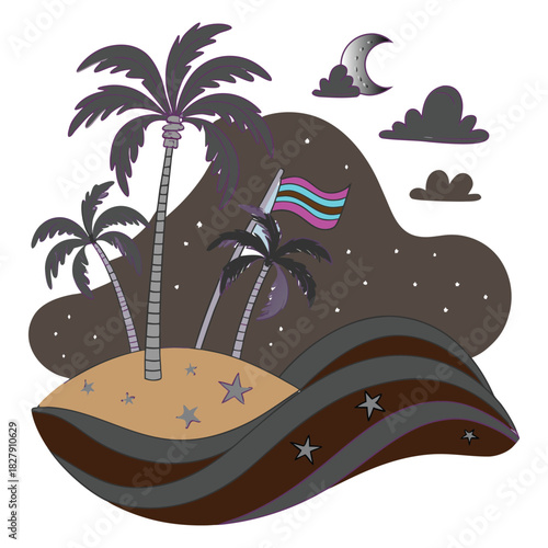 Whimsical Star Island in Pastel Dreams