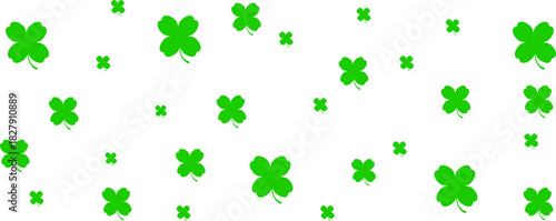 Bright green clover leaves seamless pattern on transparent background, cheerful St. Patrick’s Day vector for festive design and decor