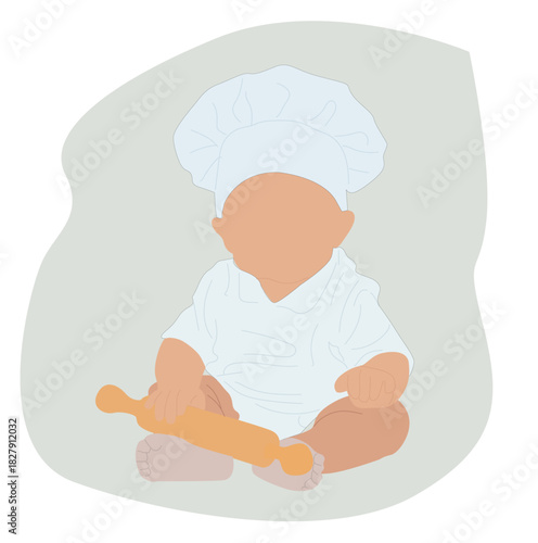 baby boy in chef costume
