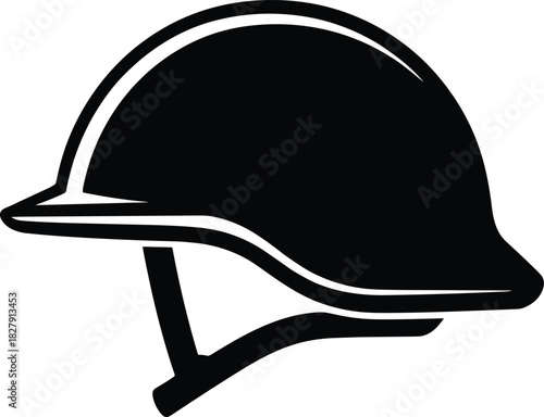 Black equestrian helmet icon with white trim riding helmet