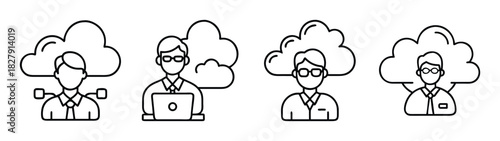 Cloud computing team collaboration and networking concept for business and technology solutions