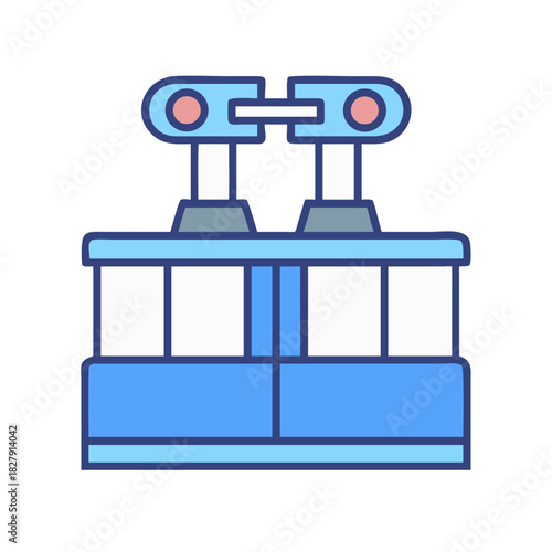 Isolated cable car icon illustration against a black background