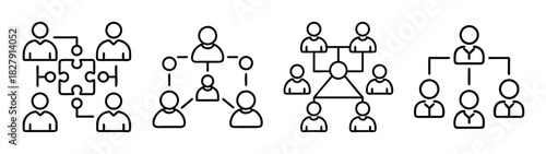 Understanding organizational structure types network chart hierarchy team infographic vector design