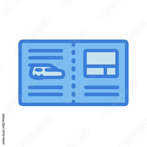 Travel ticket illustration with vehicle and information panel icon