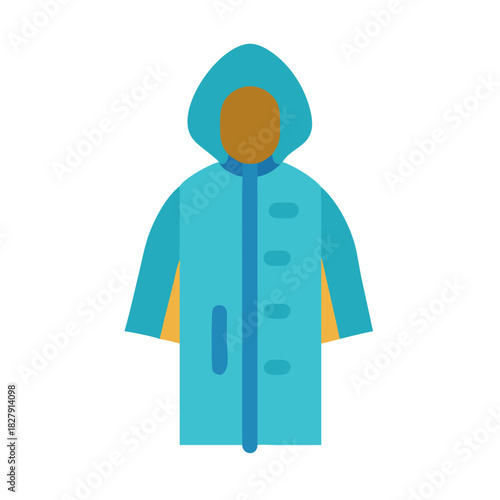 blue raincoat with hood flat design clip art preview