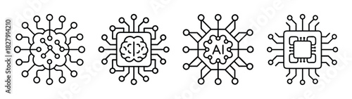 Ai artificial intelligence technology machine learning neural network circuit board vector design