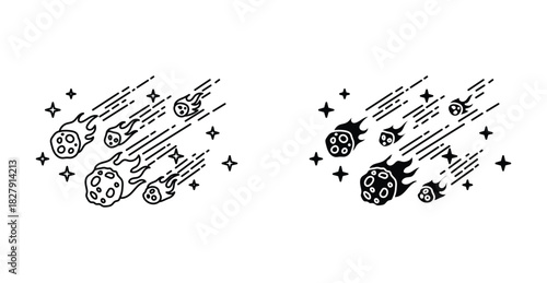 Meteor shower icon graphic design. Vector icon illustrations