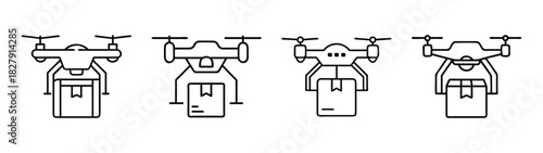 Drone delivery service concept vector illustration drones carrying packages fast shipping technology design