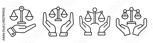 Scales of justice in hand vector illustration for law legal concept and courtroom symbol