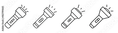 Hand drawn flashlight vector illustration, portable light source, emergency lighting, doodle art