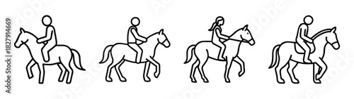 Horseback riding equestrian sport horse rider equestrianism horse riding outline drawing vector art