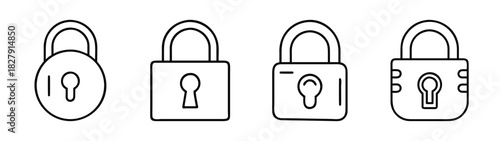 Unlock security with our padlock vector set featuring various lock styles for your design projects