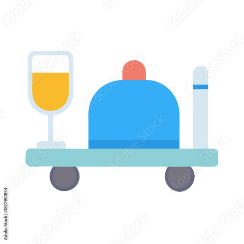 Minimalist catering service cart with food and drink icon