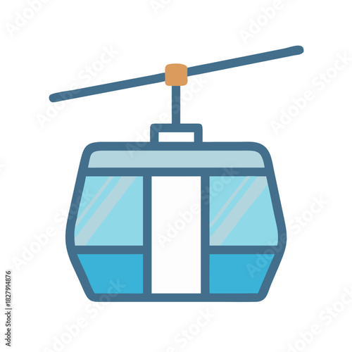 Simple flat illustration of a cable car on black