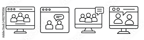 Online meeting conference call webinar vector illustration group communication technology concept design