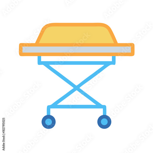 Stylized illustration of medical stretcher on black background