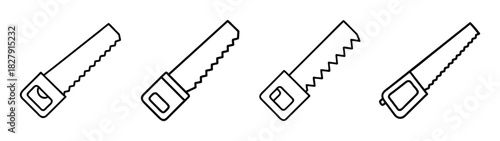 Hand saw tools vector illustration set for woodworking carpentry and construction work diy projects