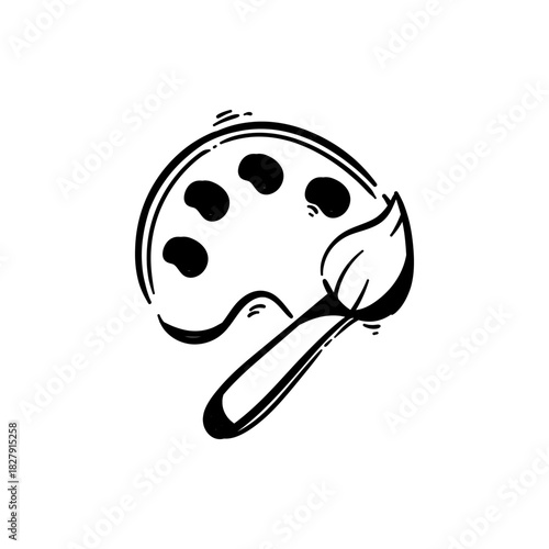 Hand drawn paintbrush icon doodle illustration