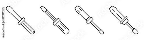 Screwdriver types set outline illustration for diy projects and home repair tools vector image