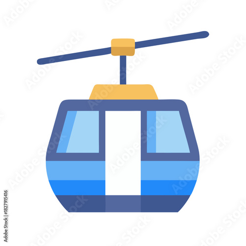 Blue and Yellow Cable Car Isolated on Black Backdrop