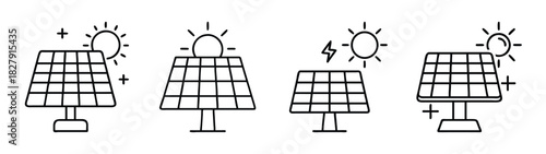 Solar panels vector illustration for clean energy renewable resources and sustainable power generation