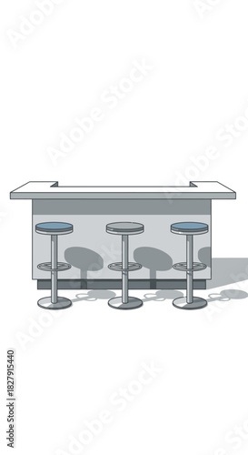 Bar Counter with Stools - A Modern Minimalist Design.