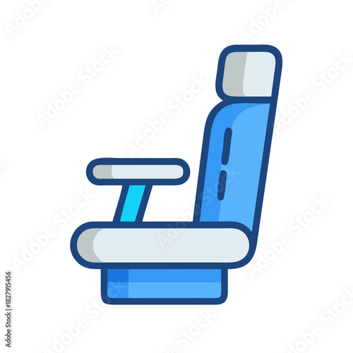 Airplane seat vector graphic isolated on a black background