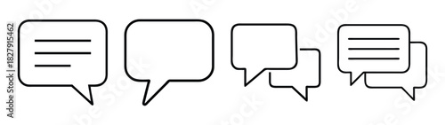 Speech bubble vector set for social media communication dialogue and conversation graphic design element
