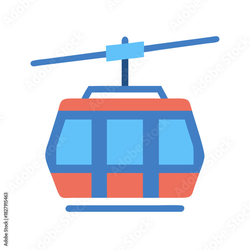 Minimalist cable car vector graphic on black background
