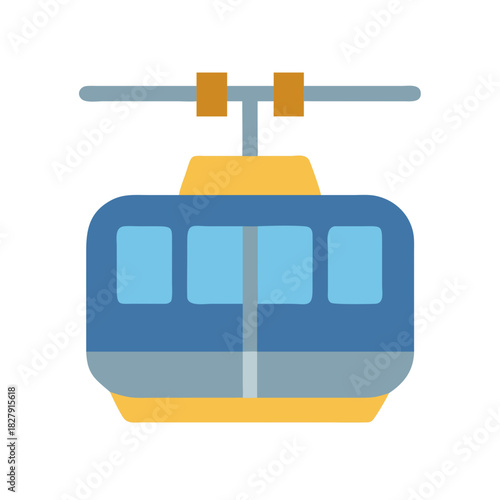 Minimalist cable car illustration on black background stock photo