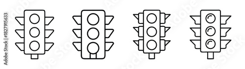 Traffic light vector illustration featuring different designs for road safety and vehicle control lights