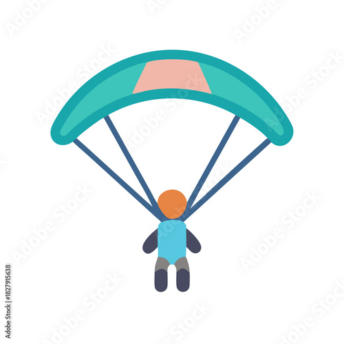 Illustration of a person paragliding with turquoise parachute