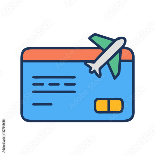 Stylized airplane ticket icon on black background for travel