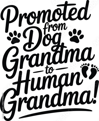 Promoted from Dog Grandma to Human Grandma text promotion