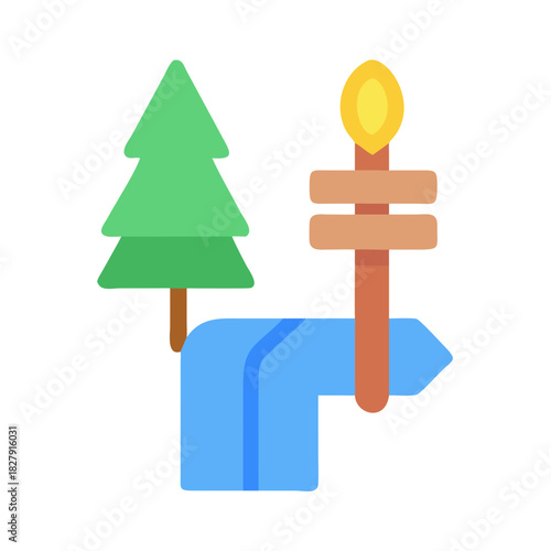 Flat illustration of nature scene with directional signpost