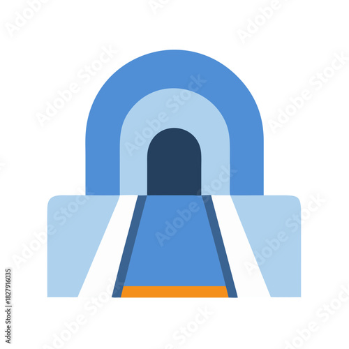 Stylized illustration of an MRI scanner on black background