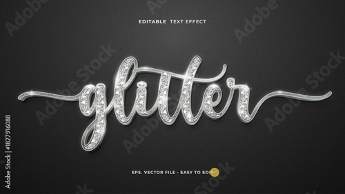 Luxury Silver Glitter Editable Text Effect