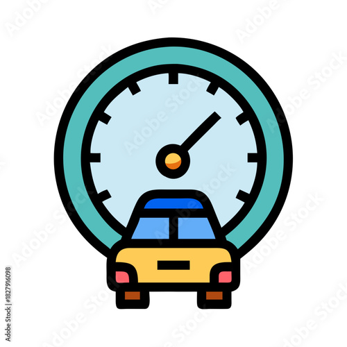 Car speed control flat design icon vector illustration